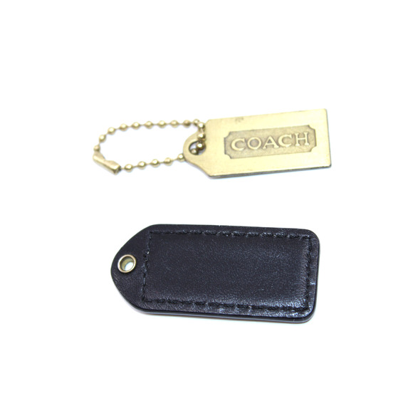 A3 Vintage COACH Gold Tone Metal Hang Tag Charm Leather Purse Zipper Pull - Picture 2 of 2